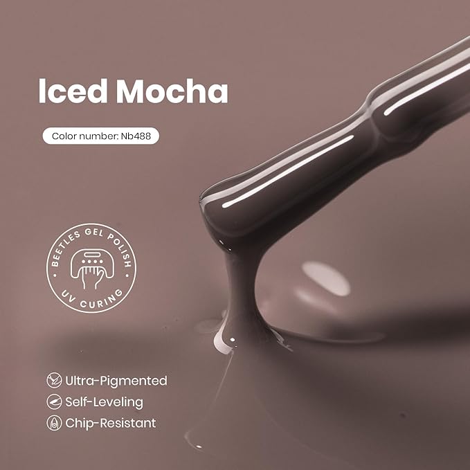 Beetles Brown Gel Nail Polish - Latte Routine HEMA-Free Gel Polish Coffee Light Brown Long-Lasting Soak Off UV LED Nail Art Home Neutral Taupe Nail Color, 8ml
