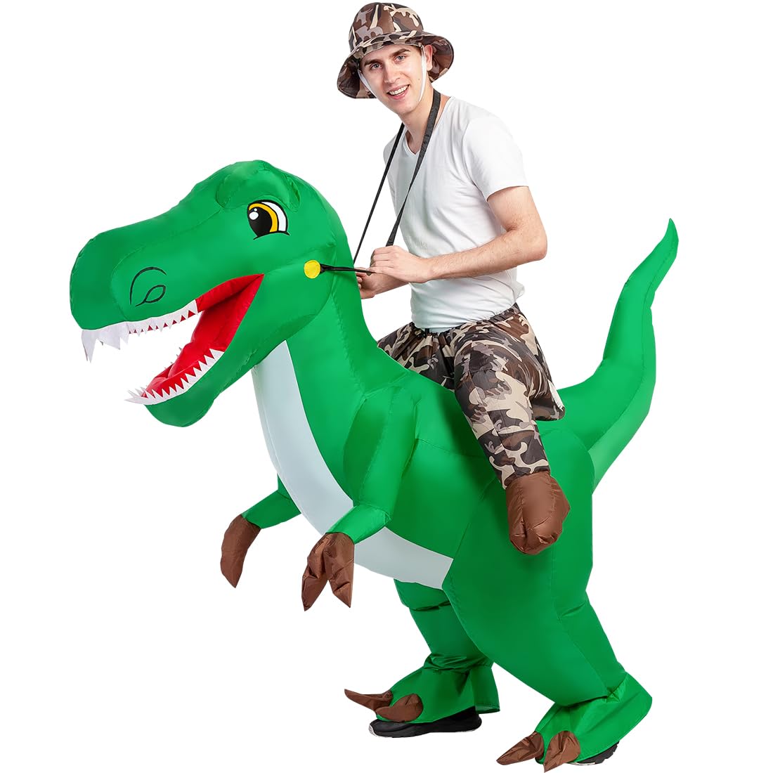 GOOSH Inflatable Dinosaur Costume for Adult Halloween Costume Women Man 63IN Funny Blow up Costume for Halloween Party Cosplay