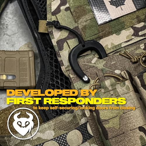 Militaur First Responder Door Stop Black (3 Pack) – Molle Compatible, Tactical Door Jam for Police, EMS, Firefighters