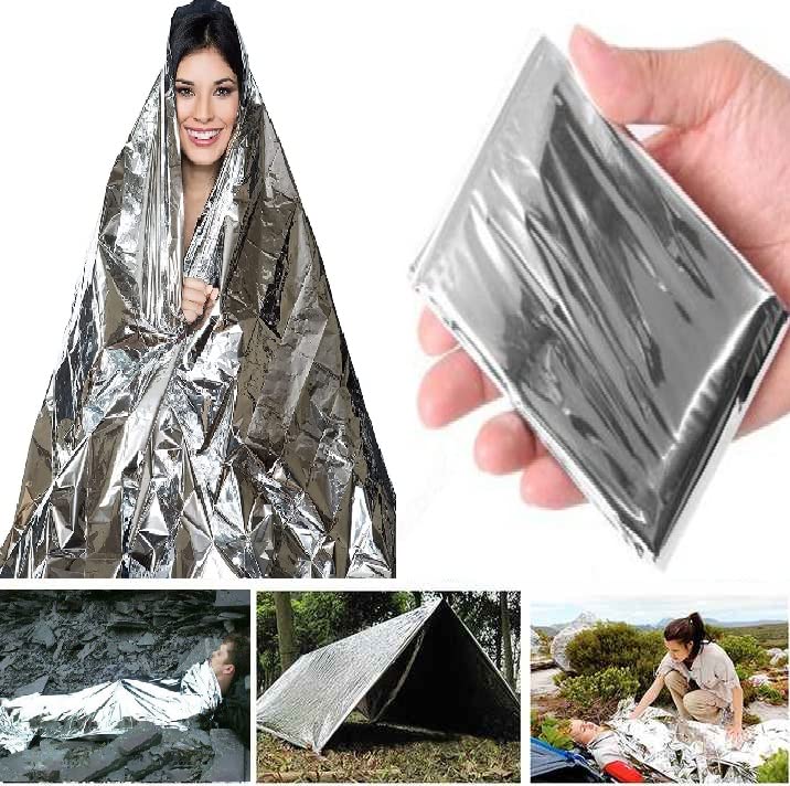 GALAXYLENSE Emergency Mylar Thermal Blanket for Survival First Aid Kits Army Outdoors Hiking Camping Bug Out Trauma Desert...