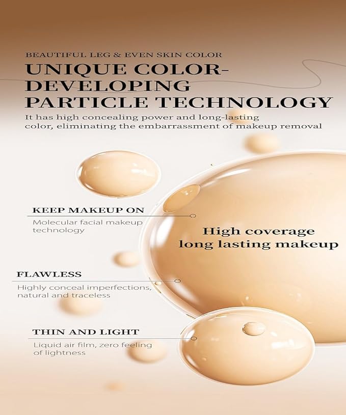 Leg Makeup Waterproof No Transfer, Flawless Looking Leg and Body Tattoos and Scar Cover up Makeup Concealer for All Skin. (2# Medium Golw)