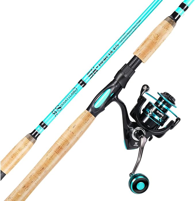 Sougayilang 7’ Fishing Rod and Reel Spinning Combo, 2 Piece Fishing Rod, Size 4000 Reel, Right/Left Handle Position, Suita...