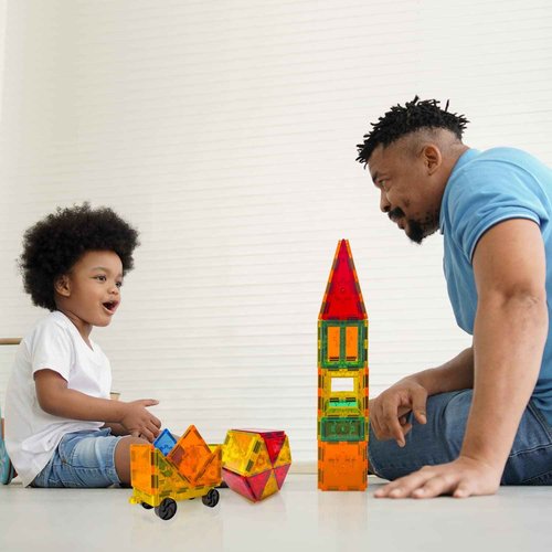Tytan TILES 220-Piece SUPERSIZED Magnetic Tiles Building Set, 1000s of Creations, Large 3D Castles, Massive Vehicles, & Rocket Ships, Kids’ STEM Toy, Architecture, Innovative Play, Ages 3 and Up