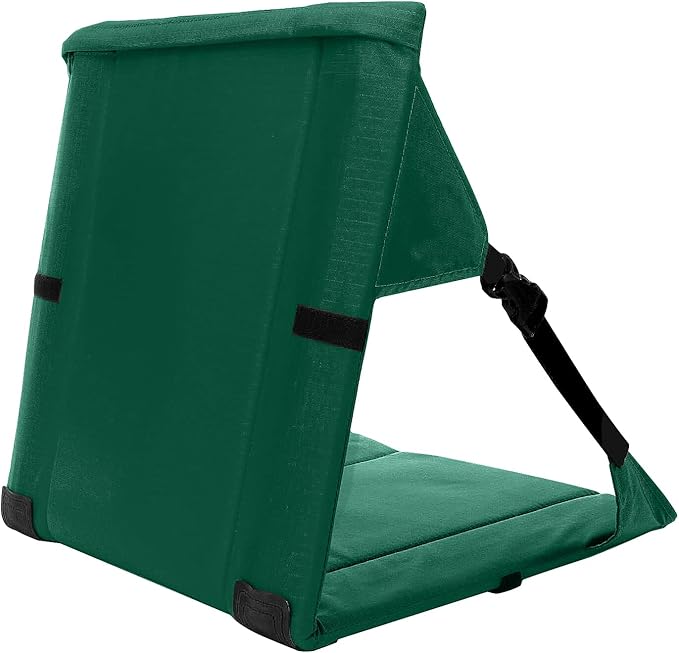 LynsaTac Folding Stadium Seat Cushion with Backrest, Portable Bleacher Pad for Camping, Fishing,15.8'' x 16.5'',Lightweight Chair with Backrest for Outdoor Sports and Concerts (Forest Green)
