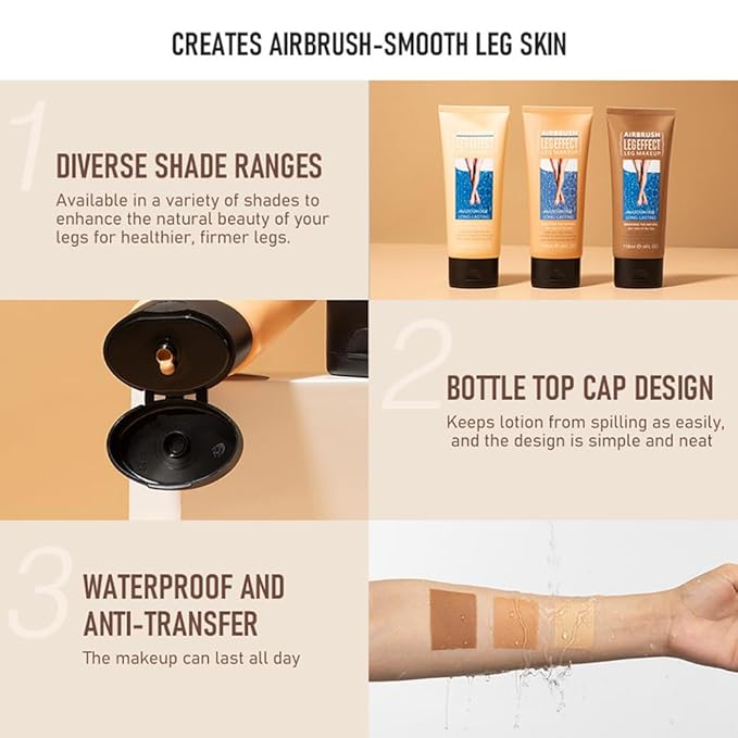 Waterproof Leg & Body Makeup - No Transfer, Covers Varicose Veins, Scars, and Tattoos for All Skin Tones, 4 fl oz (03#Bronze, 1 Piece)