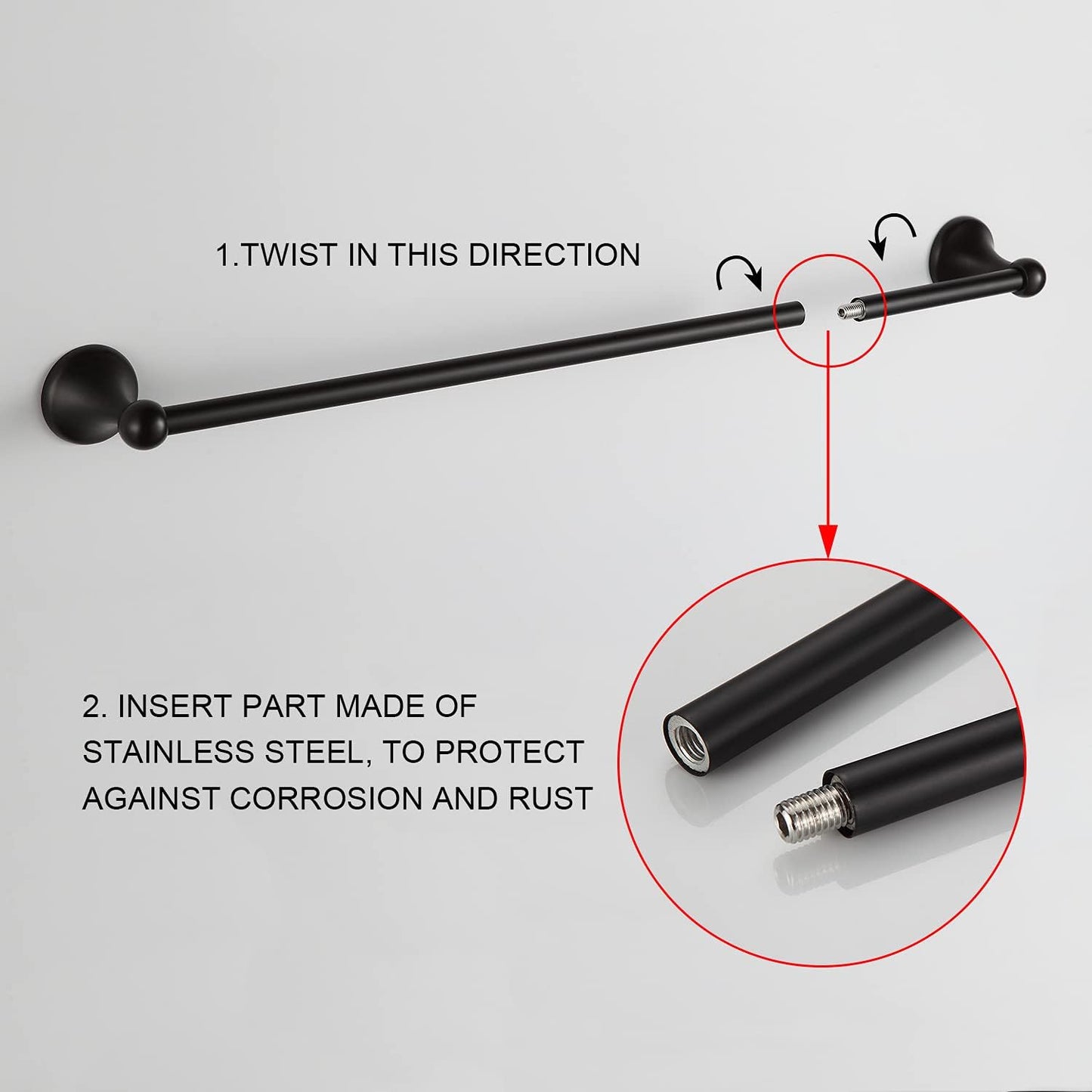 BGL Bathroom Hardware Set Oil-Rubbed Bronze Bath Towel Bars Adjustable Expandable Bathroom Accessory Set Towel Racks 8-Pieces Wall Mount