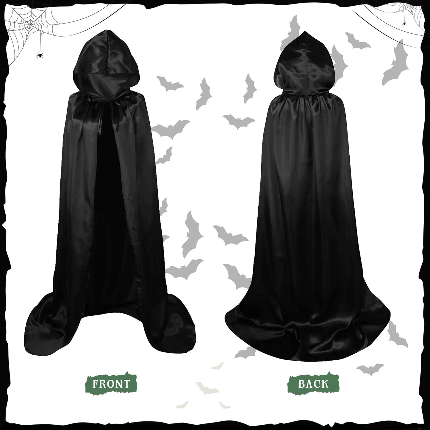Brikabia Witch Costume for Women Halloween Cosplay with Hooded Cape Witch Hat Gloves Socks Cosplay Props Party Outfits