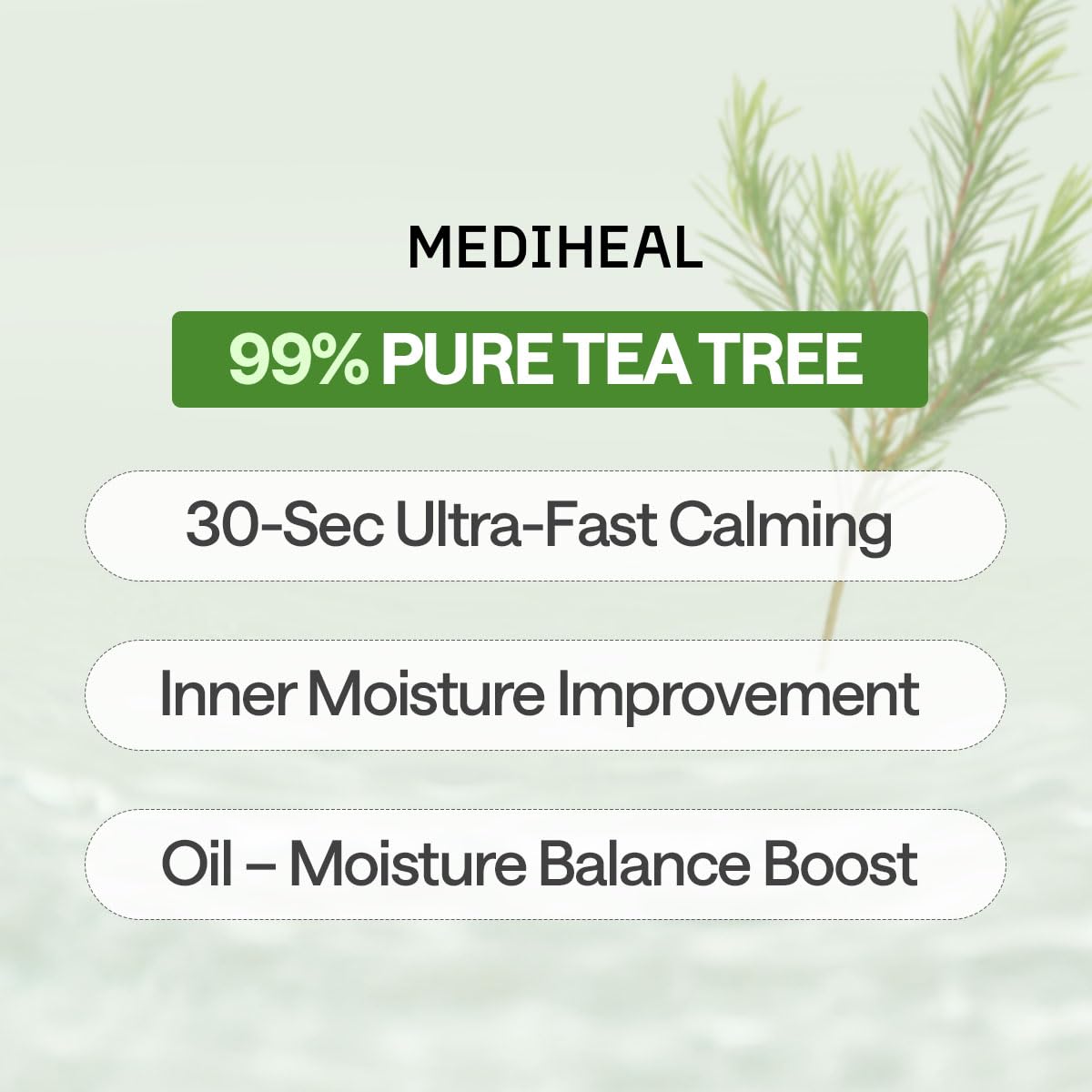 Mediheal Teatree Essential Sheet Mask Calming Moisture 10 pcs. 99% Pure Teatree & Teatree 7X for intensive soothing and hydratio