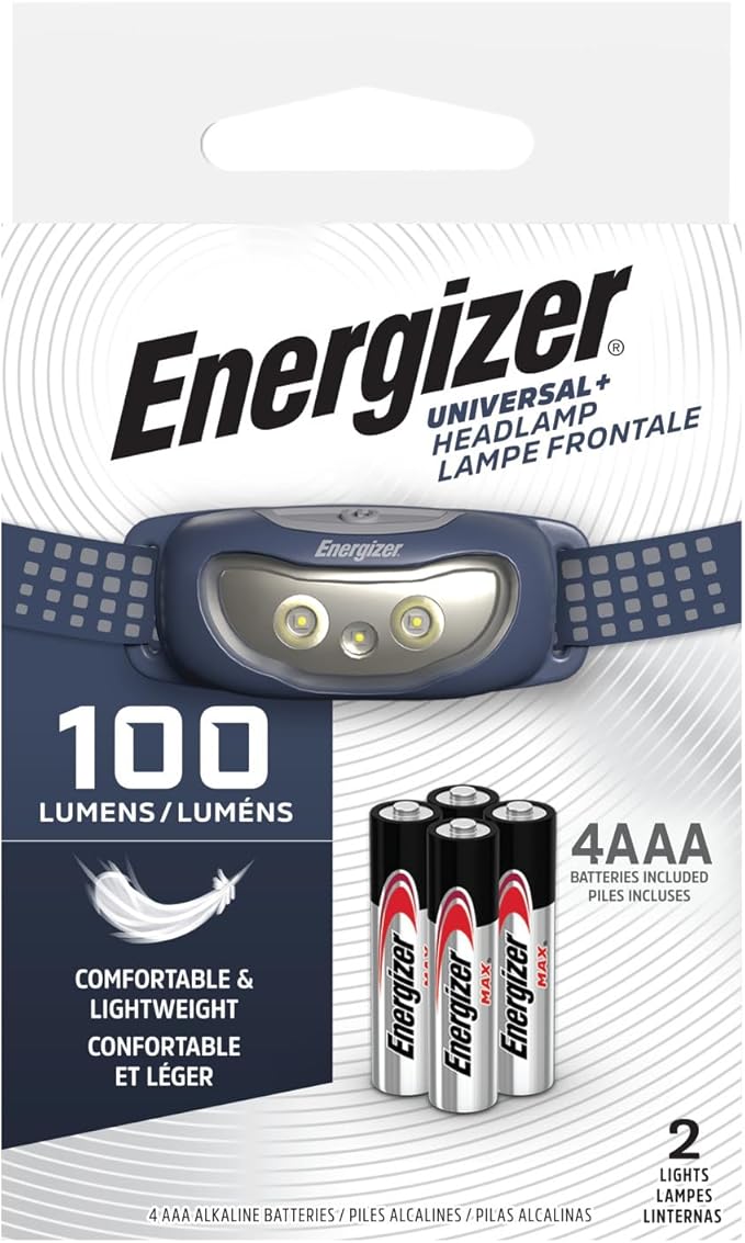 Energizer Universal+ LED Headlamp (2-Pack), IPX4 Water Resistant Headlamps, Bright Head Light for Outdoors, Camping, Running, Storm, Survival LED Light for Emergencies (Batteries Included)