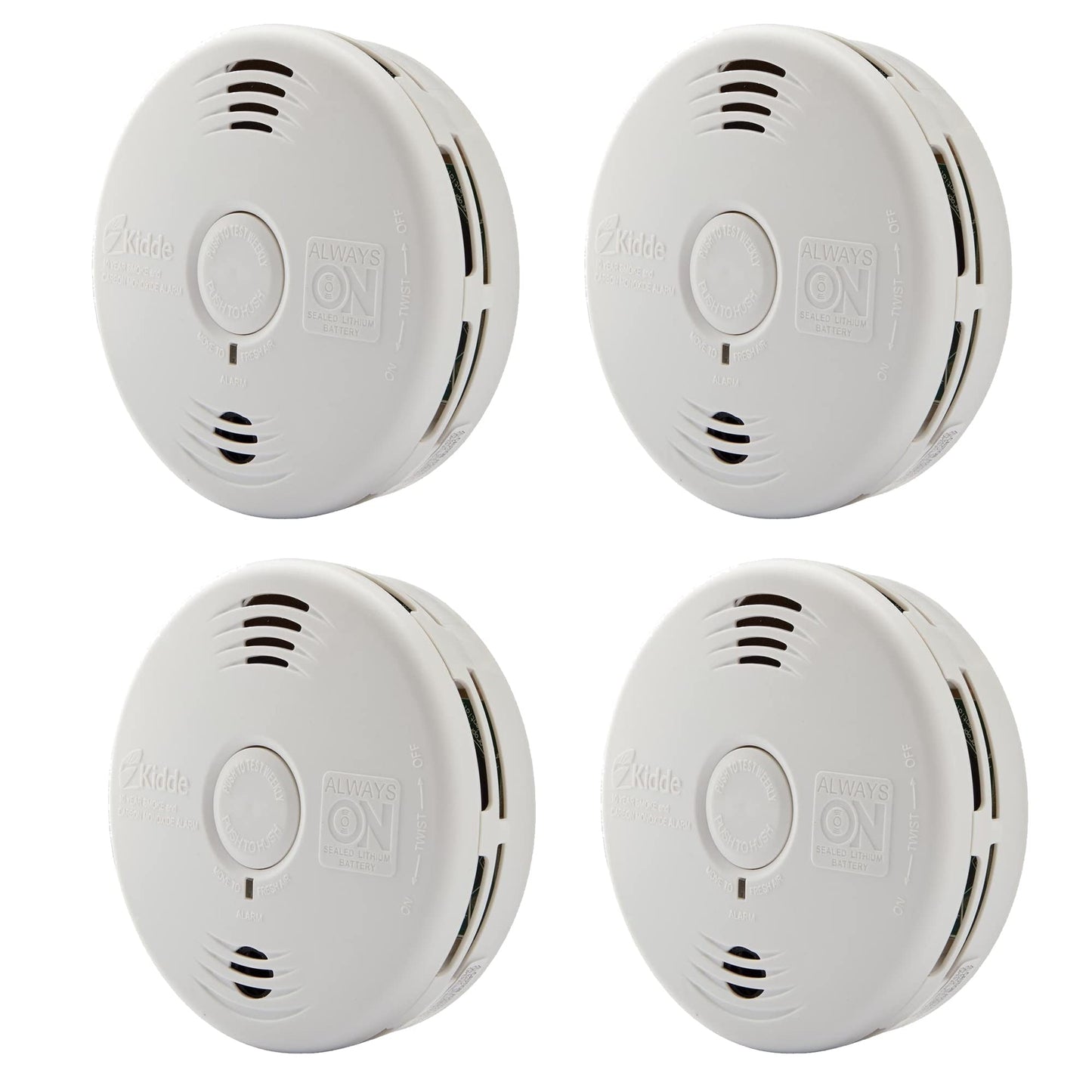 Kidde Smoke & Carbon Monoxide Detector Combo, 10-Year Battery, Replacement Alert, 4 Count (Pack of 1)