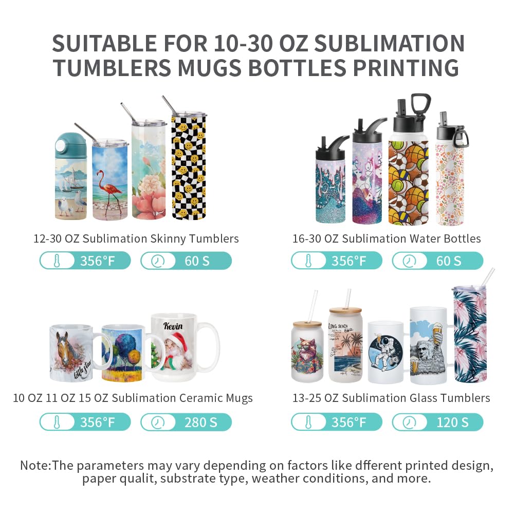 PYD Life 120 V Auto Tumbler Heat Press Machine 30 OZ 20 OZ Mug Heat Press Touch Screen Light Blue for 10-30 OZ Sublimation Straight Tumblers Cups Mugs Bottles Printing