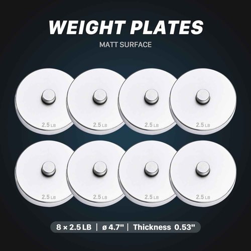 Northdeer 2.0 Upgraded Adjustable Steel Dumbbells Plates, Home Gym Workout for Men and Women, Compatible with Version 1.0 Dumbbell Set(2.5lbsx8) - Silver Version