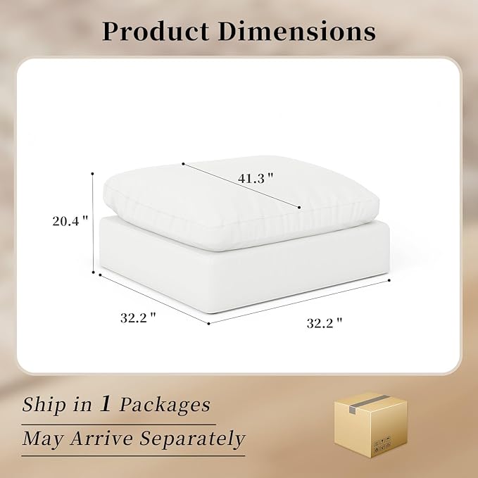 Intuition Decor Modular Sectional Sofa Cloud Couch,Down Filled Comfy Cloud Modern Sofa,White Linen Oversized Couch Cushion Covers Removable for Living Room