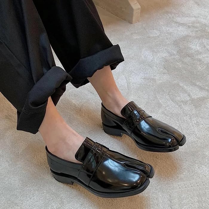 LokoLucx Tabi Shoes Split Toe Leather Chunky Platform for Women Girls Summer Non Slip Lightweight Round Toe Wide Width Cas...