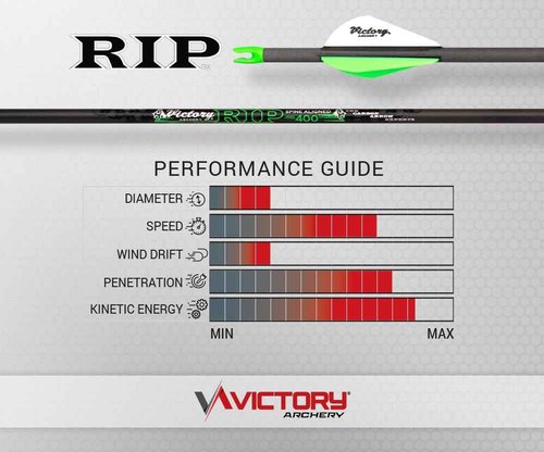 Victory Archery RIP 0.204" Small Diameter Hunting Arrow (Spine: 250, 6 Pack Fletched, Straightness ± 0.003 - Gamer - Green)
