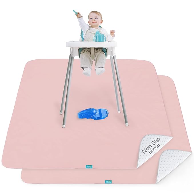 Splat Mat 2 Pack for Under High Chair & Arts & Crafts & Eating Mess, Waterproof 42''×46'' Baby Playtime Anti-Slip High Cha...