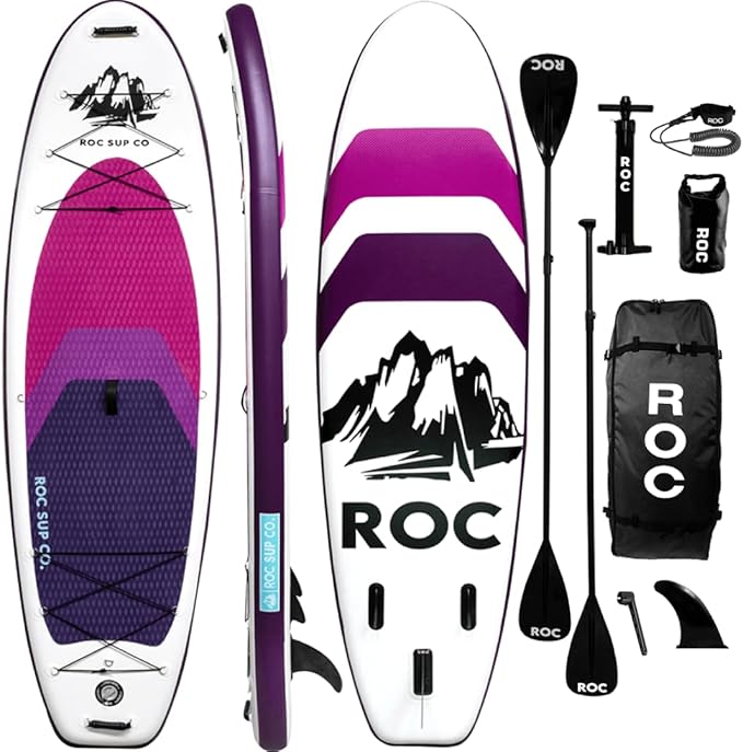 Roc Inflatable Stand Up Paddle Board 10' 6" with Premium SUP Paddle Board Accessories, Wide Stable Design, Non-Slip Comfor...