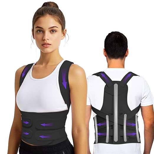 TEE TEA Posture Corrector for Women & Men – Adjustable Back Support Brace for Neck, Shoulder & Spine Muscle Relief – Improve Posture, Comfort & Confidence – Invisible & Comfortable Design (Black, Large)