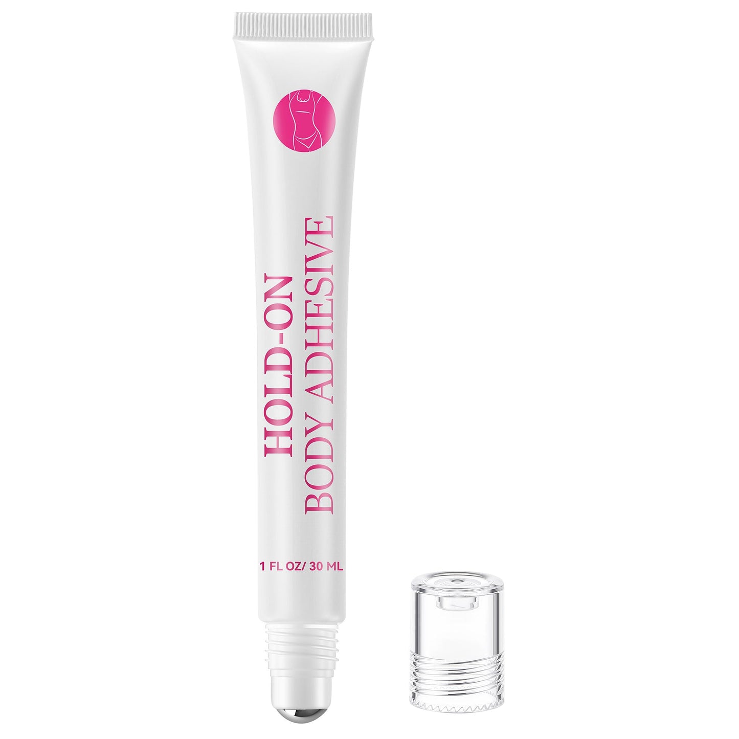 Geiserailie 1 Pcs Roll On Body Adhesive with Metal Tip Roller Ball, 1oz Sweat Resistant Stay On Body Adhesive, Clear & Non Toxic