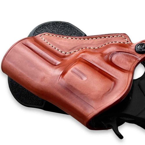 Premium Leather OWB Paddle Holster Open Top Fits Colt King Cobra/Colt Viper 357 Mag 6-Shot 3" Barrel, Right Hand Draw, Brown Color #1631#