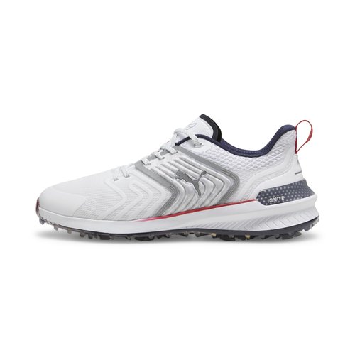 pumagolf Puma X Volition Ignite Innovate Golf Shoe, Puma White-DEEP Navy-Strong RED, 9.5