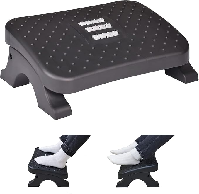 Scalebeard Under Desk Footrest, Ergonomic Foot Stool with Massage Rollers Max-Load 120Lbs Desk Leg Rest Pain Relief for Ho...
