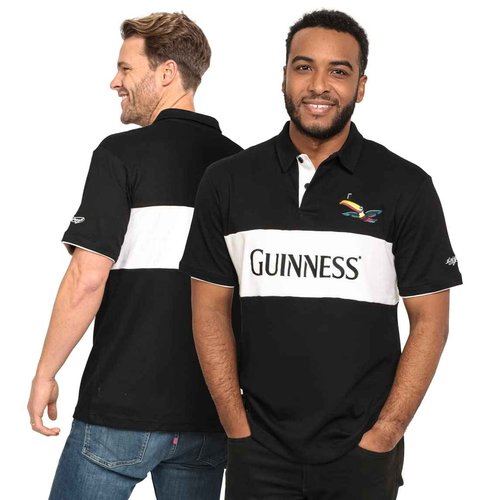 Guinness BCI Cotton Black and White Toucan Short Sleeve Rugby Jersey | Official Merchandise