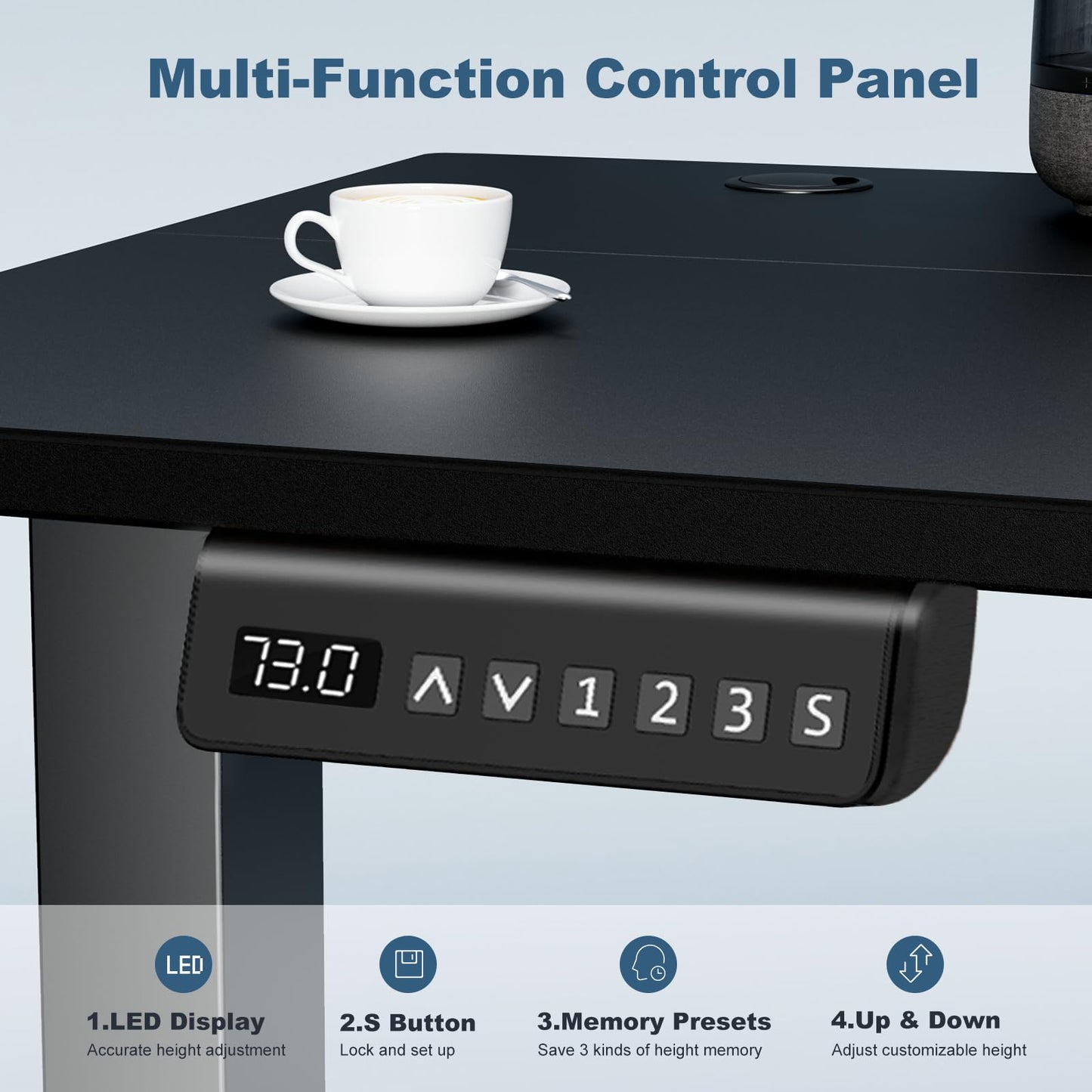 DUMOS 63 Inch Electric Standing Desk Height Adjustable, Sit to Stand Computer Workstations Large Work PC Table Home Office Writing Gaming Desks with Memory Presets for Walking Pad, Bedroom, Black