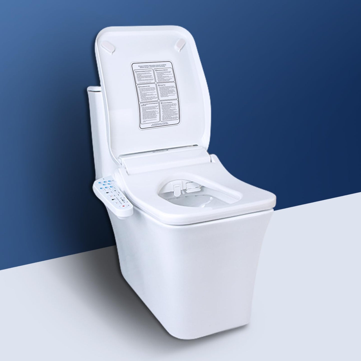 KERDE F30 Square Electric Bidet Seat, Smart Toilet Cover, Heated Water Cleansing, Warm Air Drying, Seat Constant Temperature, Adjustable Temperature, Front-to-Back Nozzle Massage
