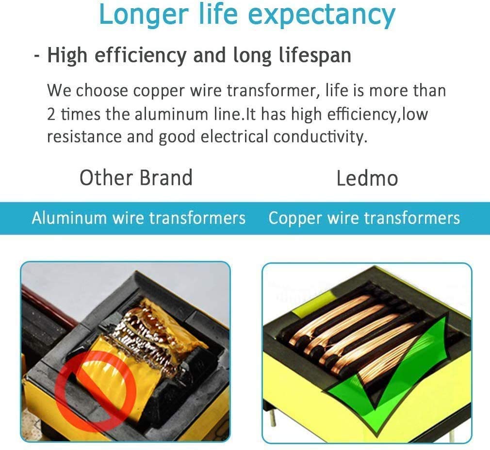 ledmo 3 Pack LED Power Supply, Transformers,LED Adapter, 12V, 5A Max, 60 Watt Max, for LED Strip Light
