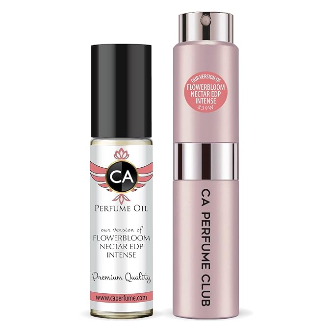 CA Perfume Duo Impression of Flowerbloom Nectar Edp Intense For Women Perfume Layering Set Long Lasting Travel Size EDP + Body Oil Roll-On Bottle 0.27 Fl Oz+0.33 Fl Oz