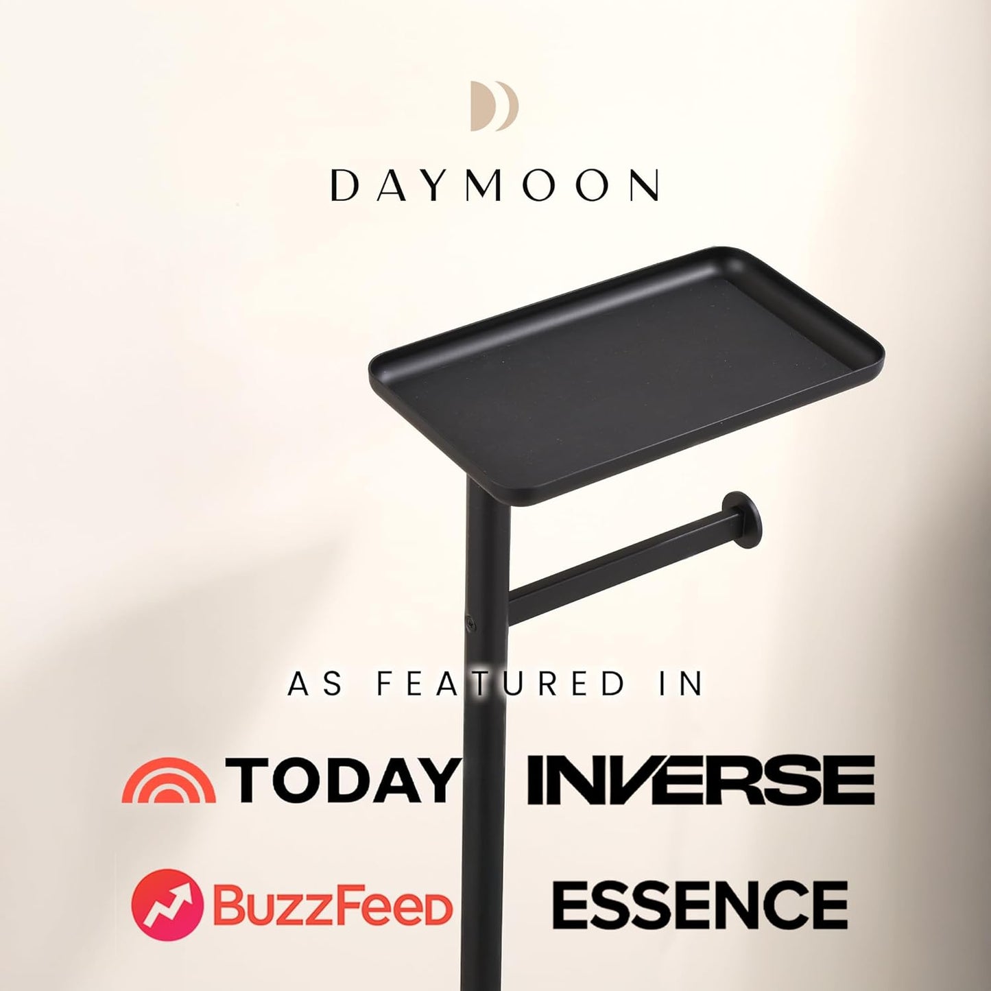 Day Moon™ Matte Black Toilet Paper Holder Free Standing Toilet Paper Holder with Storage - Toilet Paper Stand and Tissue Holder for Bathroom - Toilet Paper Holder with Shelf and Wipe Holder