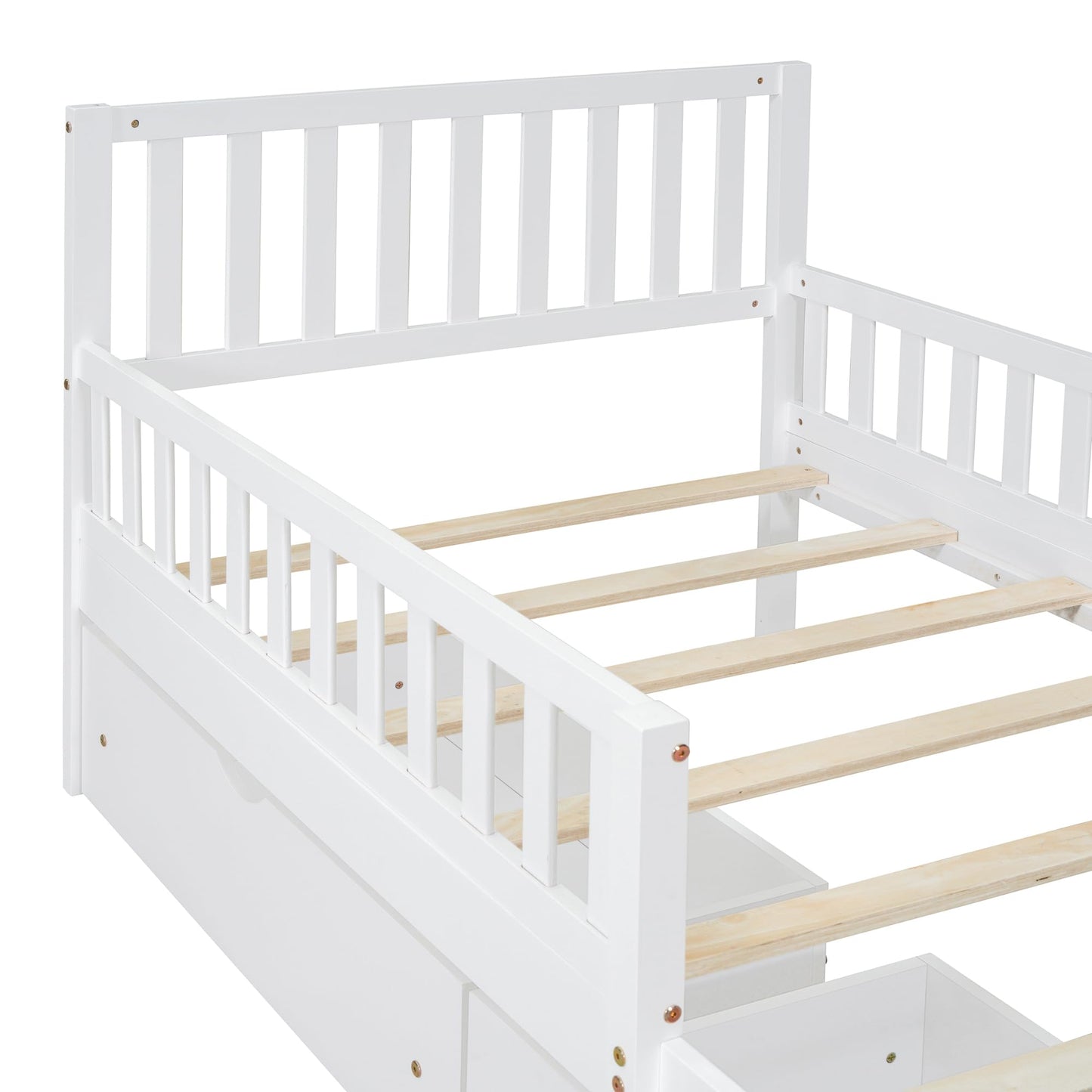 Bellemave Twin Bed Frames with Storage Drawers for Kids, Twin Bed with Rails, Twin beds Frame for Boys/Girls/Adults, White