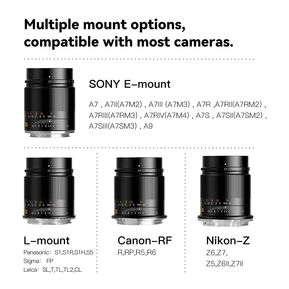 TTArtisan 50mm F1.4 Full Fame Large Aperture Manual Focus Mirrorless Camera Lens Compatible with Canon RF Mount Cameras Like EOS R RP R5 R6
