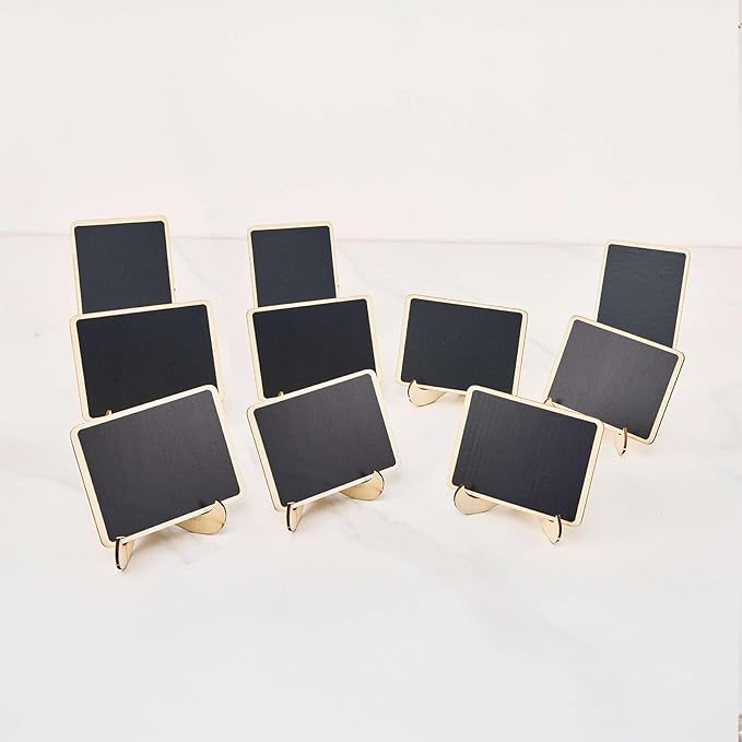 10 Pack Mini Chalkboard Signs with Easel Stand - Small Rectangle Food Labels for Party Buffet & Kitchen