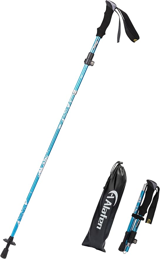 A ALAFEN Lightweight Collapsible Trekking Pole - 7075 Aluminum Adjustable Walking Stick for Hiking & Travel, Foldable Quic...