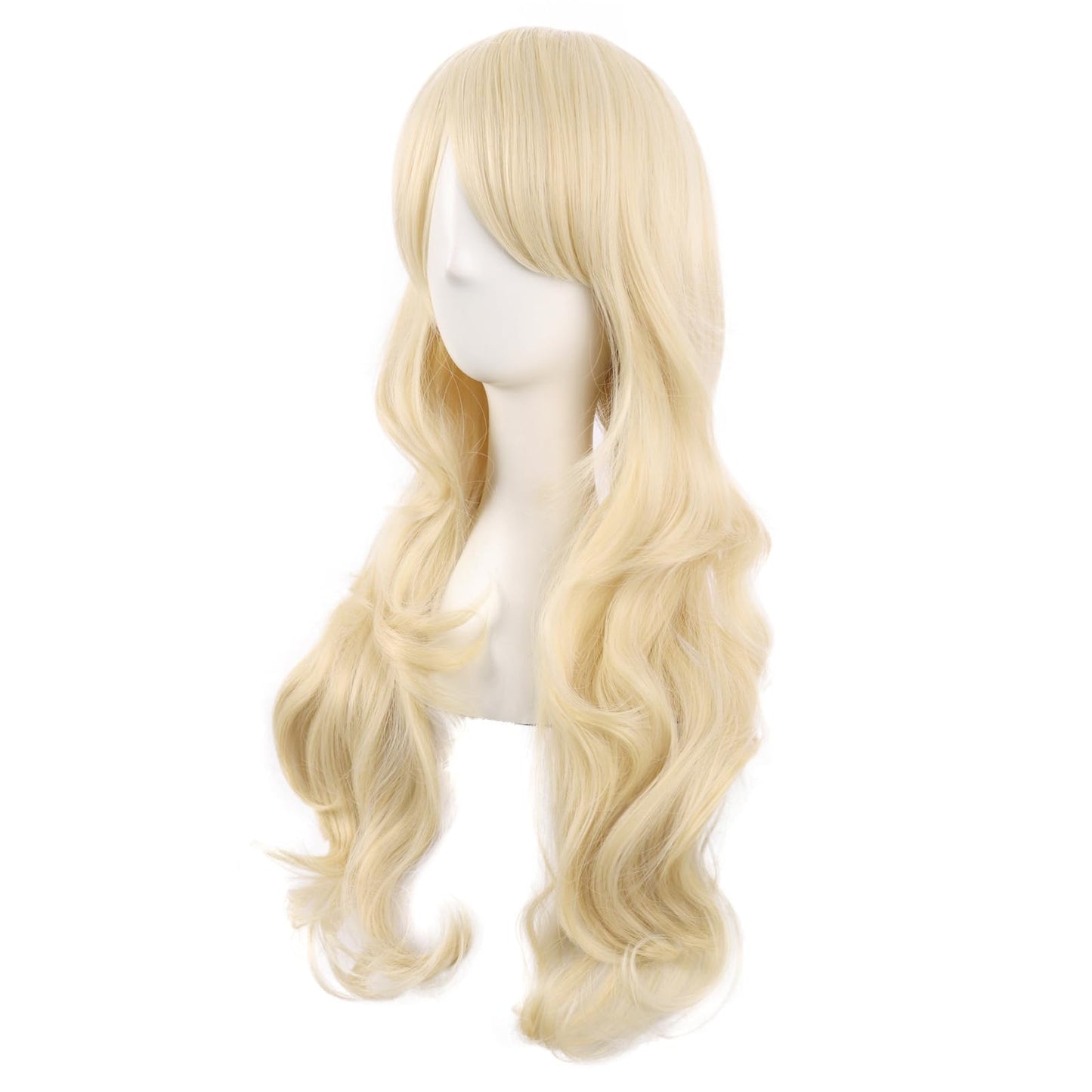 MapofBeauty 28 Inch/70 cm Charming Women Side Bangs Long Curly Full Hair Synthetic Wig (Mixed Blonde)