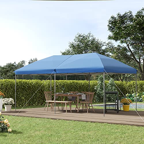 Outsunny 10' x 19' Pop Up Canopy with Easy Up Steel Frame, 3-Level Adjustable Height and Carrying Bag, Sun Shade Event Par...