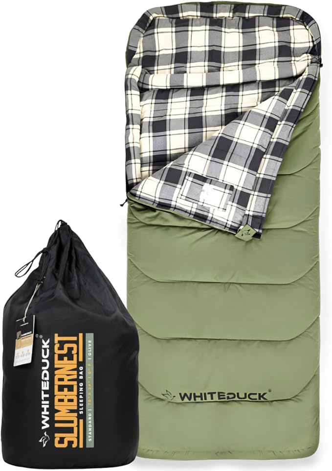 Slumbernest Sleeping Bags for Adults 0-50�F All Season with Pillow Pocket | Flannel Lined Camping Sleeping Bag Lightweight...