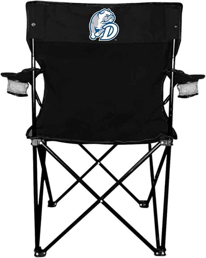 VictoryStore Outdoor Camping Chair - Drake University Bulldog with D Logo Black Folding Camping Chair with Carry B