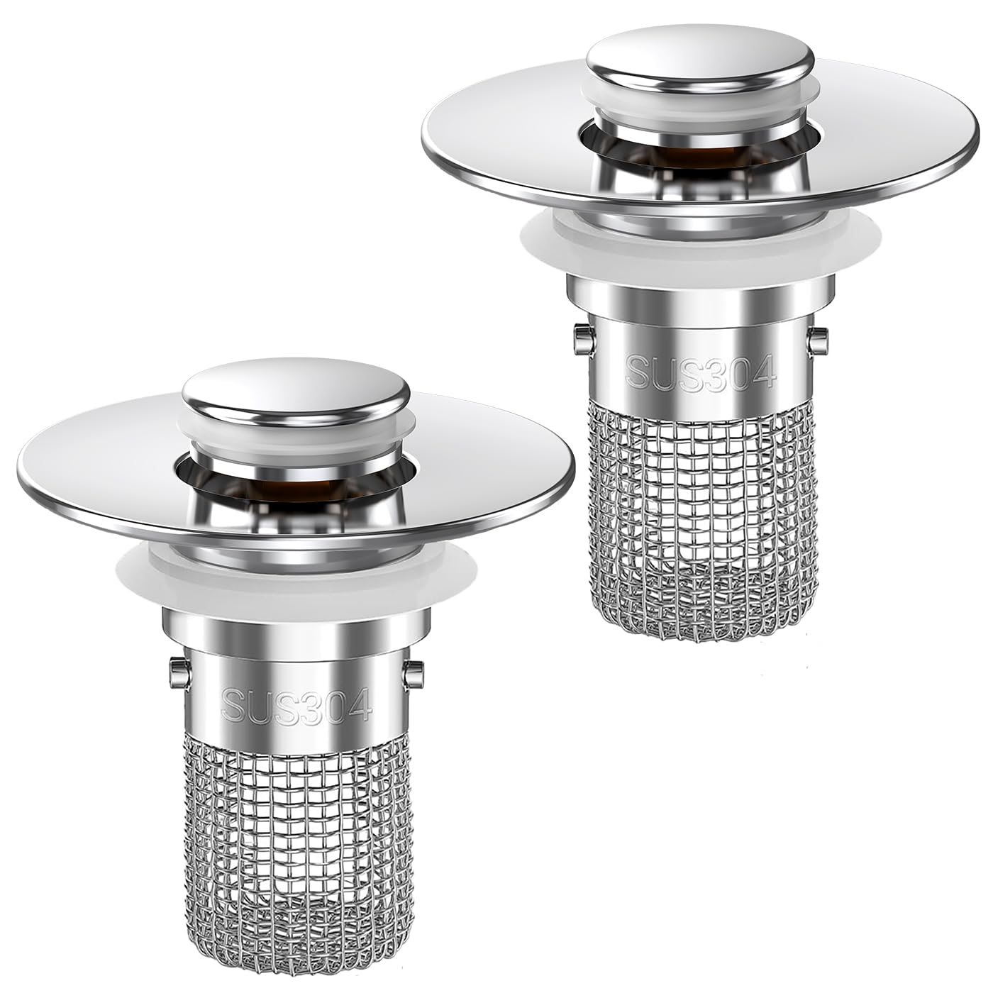 Sink Stopper Hair Catcher, Pop-up Sink Drain Strainer with Removable Stainless Steel Strainer Basket Hair Catcher, Bathroom Sink Strainer for Bathroom Sink Stopper Replacement