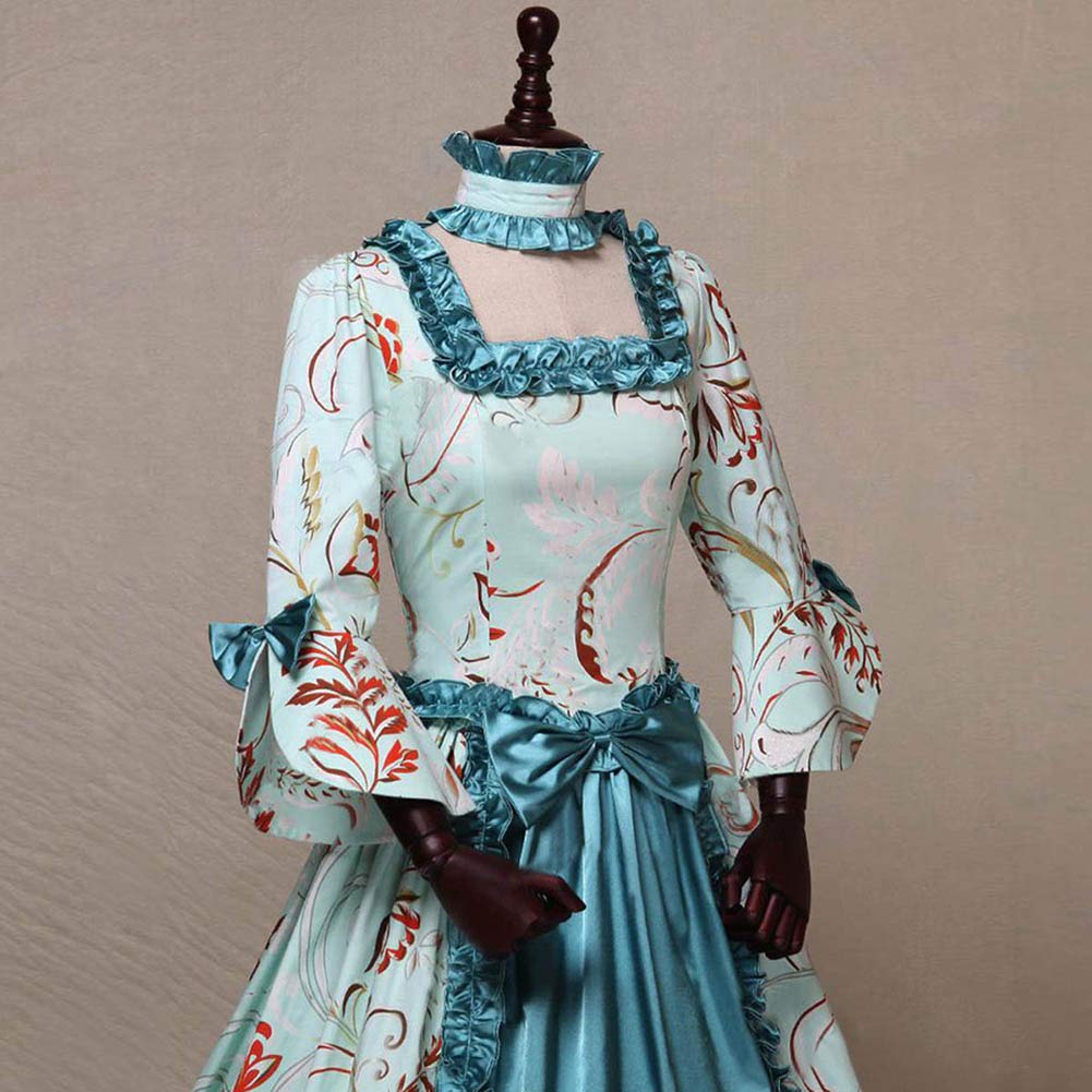 HFU Women's Marie Antoinette Victorian Dress 18th Century Medieval Civil War Ball Gown Southern Belle Costume (25# Blue, S)