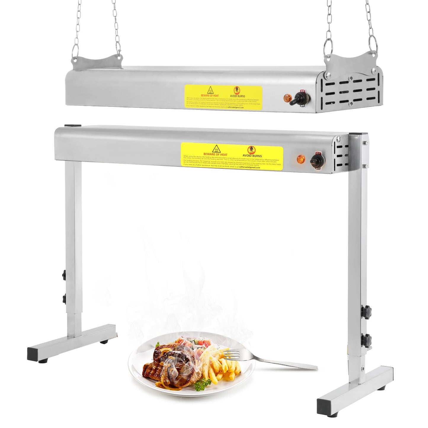 Hiteemer 24-Inch Food Heat Lamp, 750W Commercial Food Warmer Hanging Overhead Infrared Strip Heater Catering Buffet Warmers Heat Lamp for Restaurant Parties Kitchen, 110V