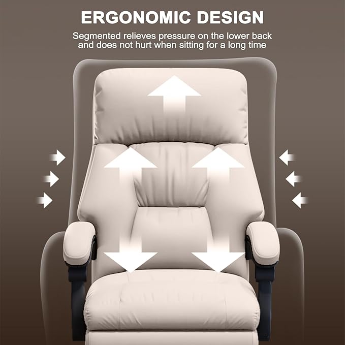 Office Chair with Leg Rest Executive Desk Chairs with Wheels High Back Computer Gaming Chairs Adjustable Reclining Ergonomic Work Chair for Home Office