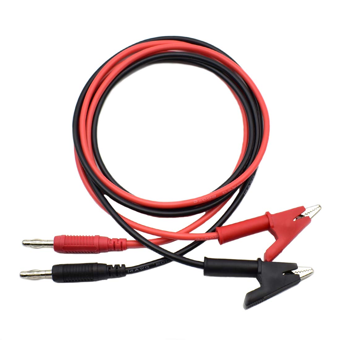 2Pcs 4mm Banana Plug to Alligator Clip Test Lead Wire Cable Set 14AWG for Multimeter Oscilloscope 3 Feet