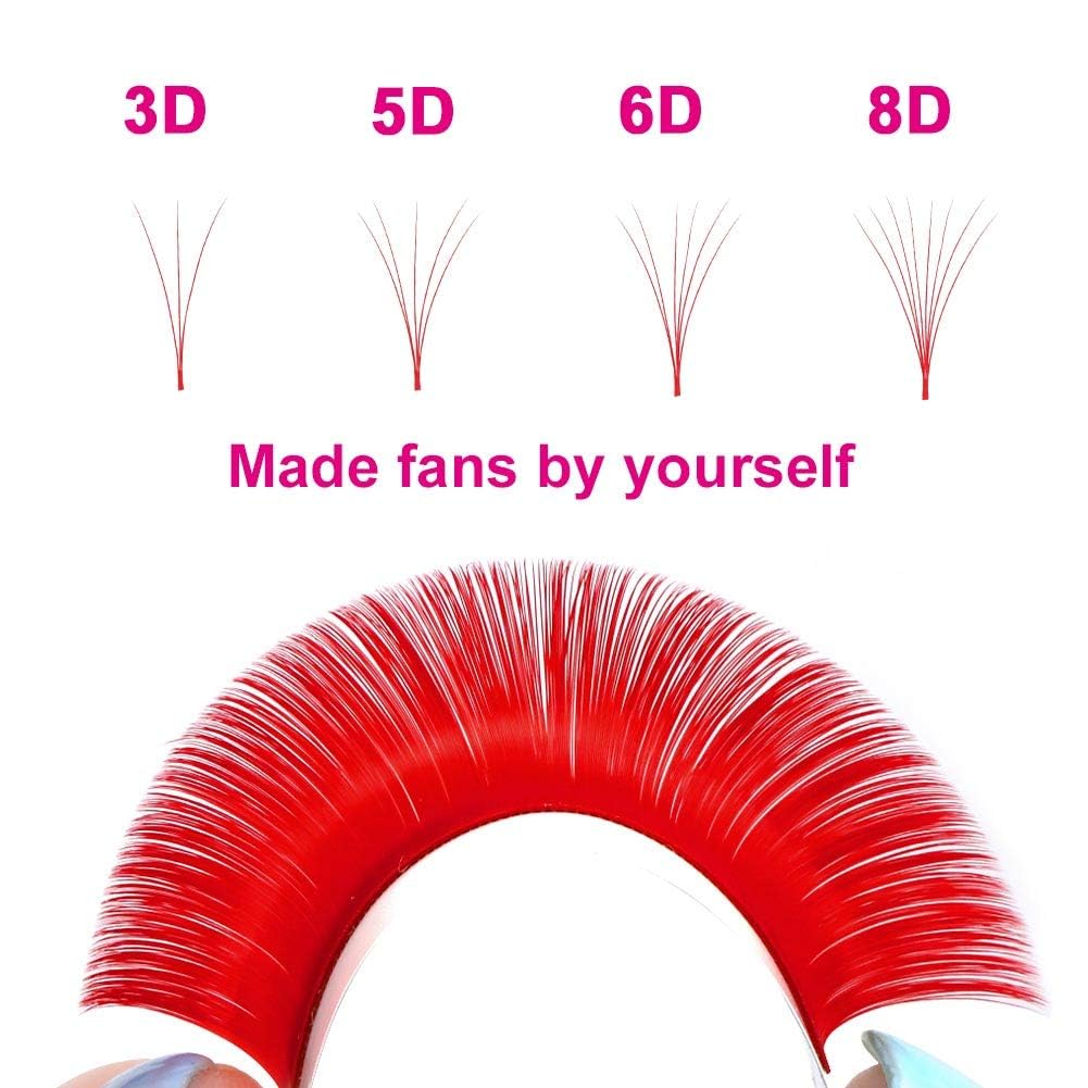 FADLASH Colored Easy Fan Eyelash Extension D Curl 0.07mm Easy Fan Volume Lashes Red Easy Fan Lash Extensions Self Fanning Lashes