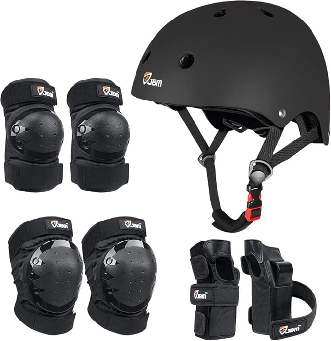 JBM Adult & Kid Skating Protective Gear Set for Beginner to Advanced, Skateboard Helmet Knee and Elbow Pads with Wrist Gua...