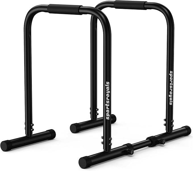 Sportsroyals Adjustable Dip Bar Station, Heavy Duty Parallette & Parallel Bars, 400LBS Stable Dip Stands for Home Gym, Cal...