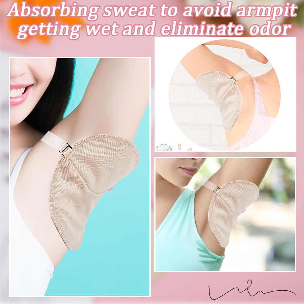 GORGECRAFT 2 Pair Underarm Sweat Pads Reusable Summer Armpit Sweat Absorbing Guards with Shoulder Strap Washable Anti-Perspirati