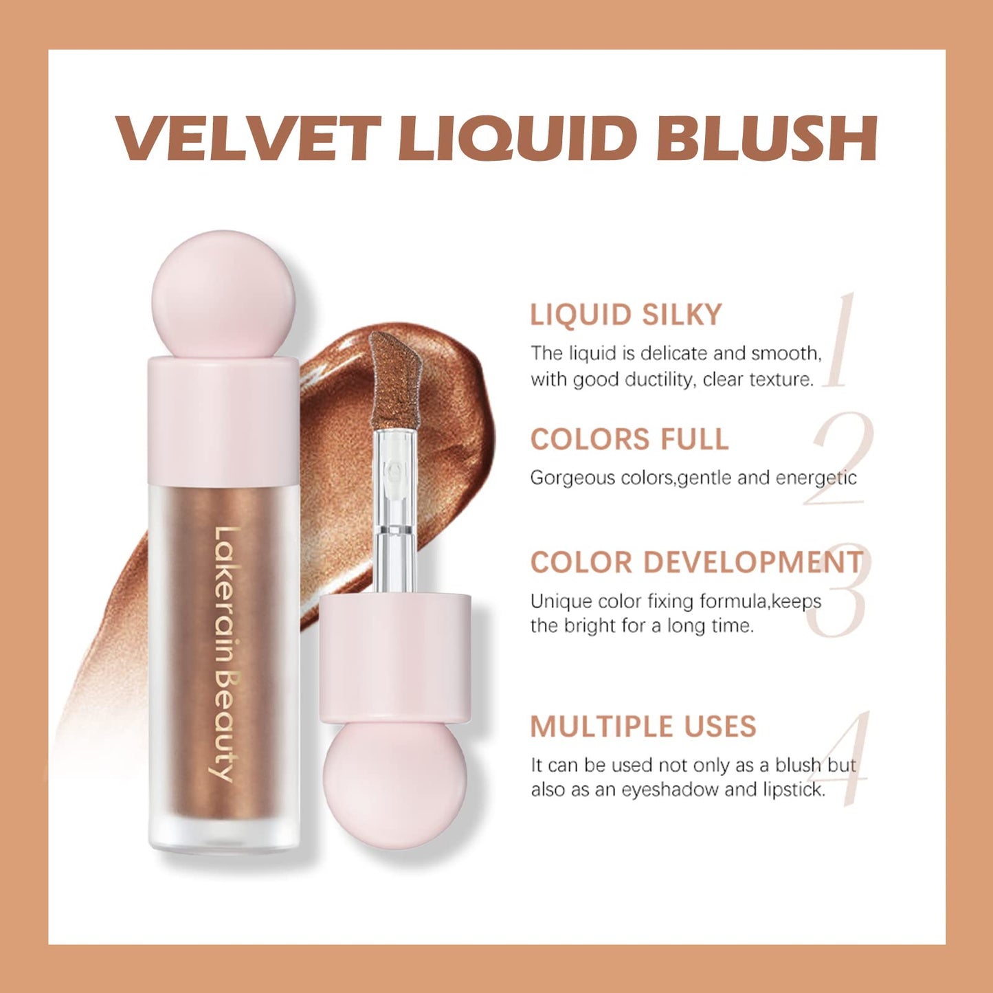 Erinde Liquid Highlighter, Face Highlighter Bronzer Makeup Stick, Natural Glossy Finish, Lightweight Blendable Silky Smooth Crea